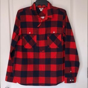J Crew Factory blue and red plaid quarter zip sz M